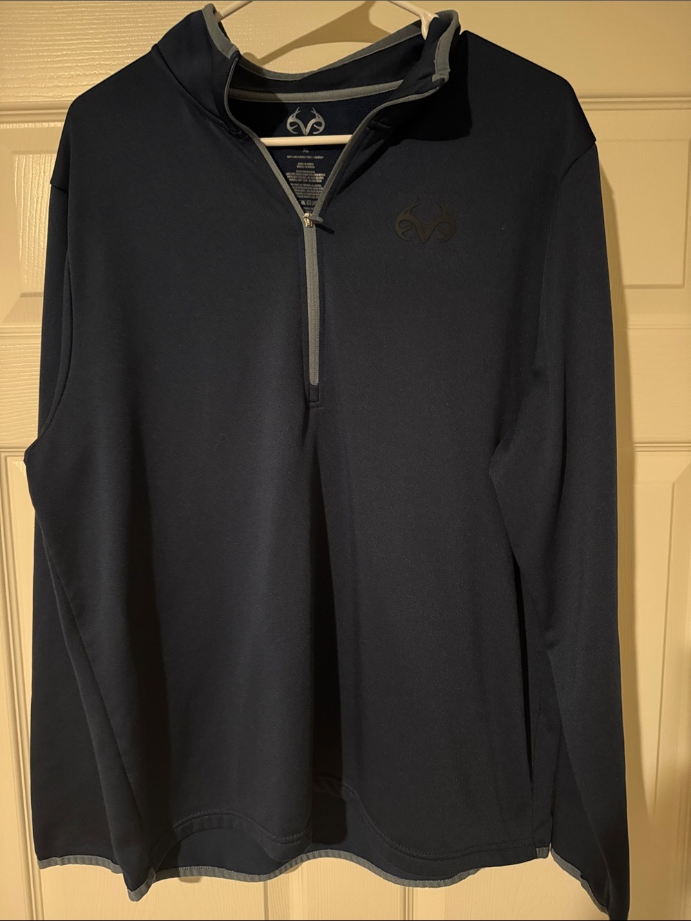 Realtree Men's Navy Lightweight Quarter-Zip Shirt Jacket with Gray Trim